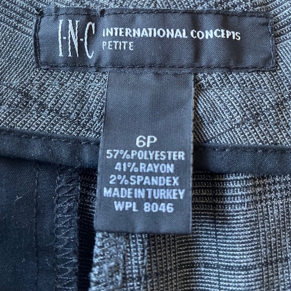 INC International Concepts Cropped Pants - Glen Plaid - Black/Gray - 6P - Picture 6 of 9